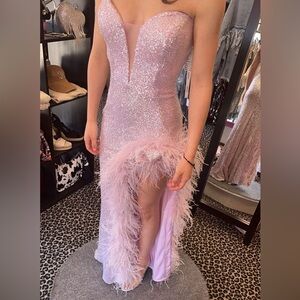 Sparkling Pink Feathered Gown